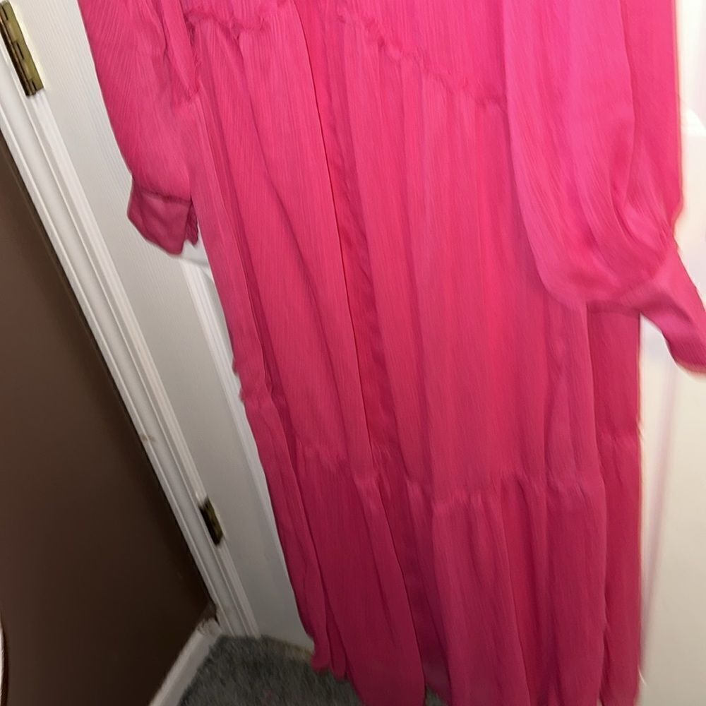 TopShop Premium TieredBrightPinkThrowOnMaxi DressNWOT XSmall. - Picture 5 of 12
